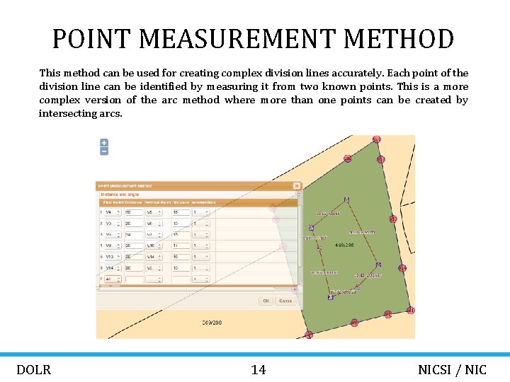 POINT MEASUREMENT METHOD This method can be used for creating complex division lines accurately.