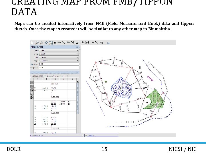 CREATING MAP FROM FMB/TIPPON DATA Maps can be created interactively from FMB (Field Measurement