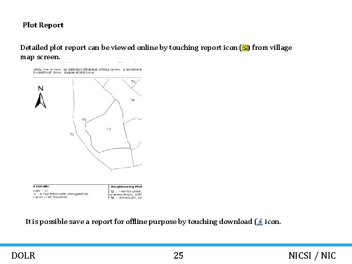 Plot Report Detailed plot report can be viewed online by touching report icon (