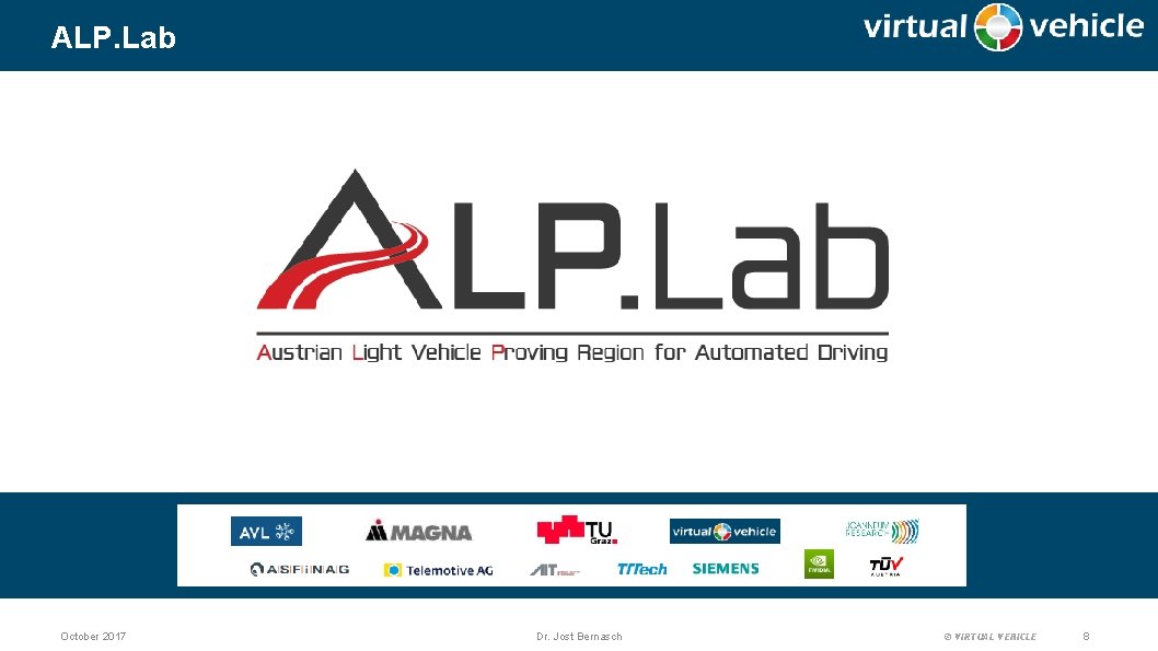 ALP. Lab October 2017 Dr. Jost Bernasch © VIRTUAL VEHICLE 8 