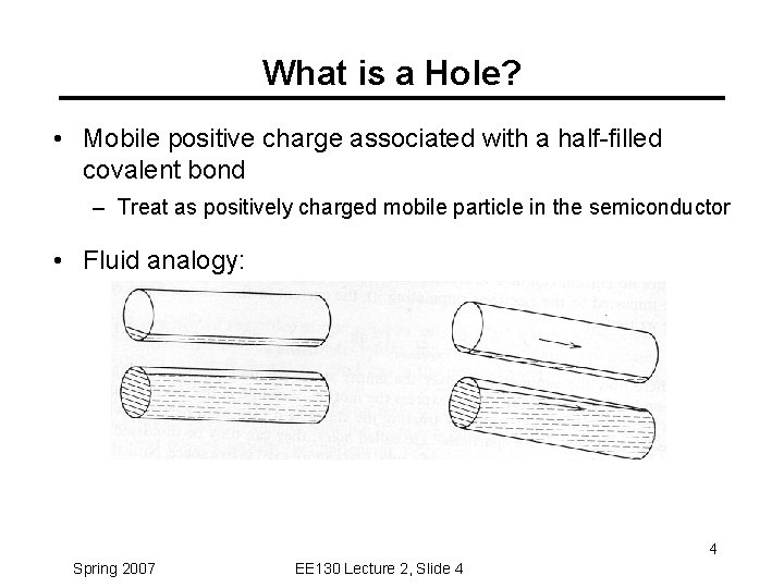 What is a Hole? • Mobile positive charge associated with a half-filled covalent bond