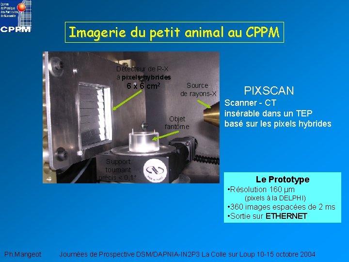 Imagerie du petit animal au CPPM Détecteur de R-X à pixels hybrides 6 x