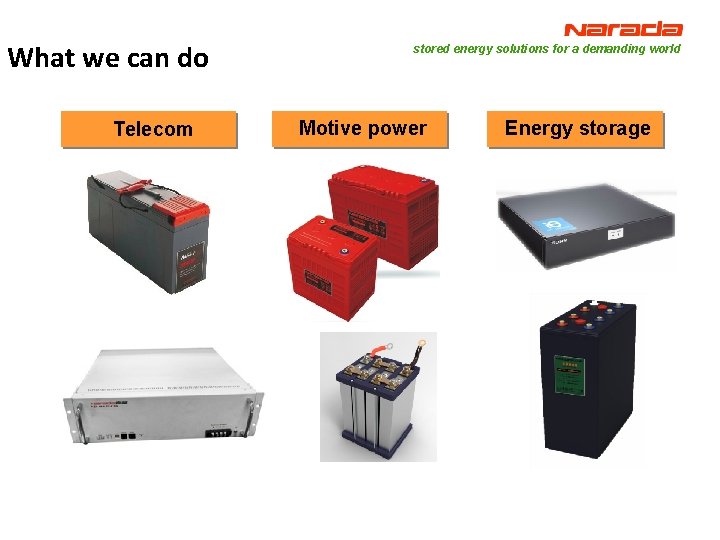 What we can do Telecom stored energy solutions for a demanding world Motive power