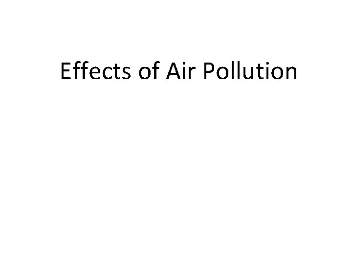 Effects of Air Pollution 