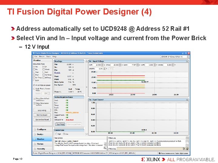 TI Fusion Digital Power Designer (4) Address automatically set to UCD 9248 @ Address