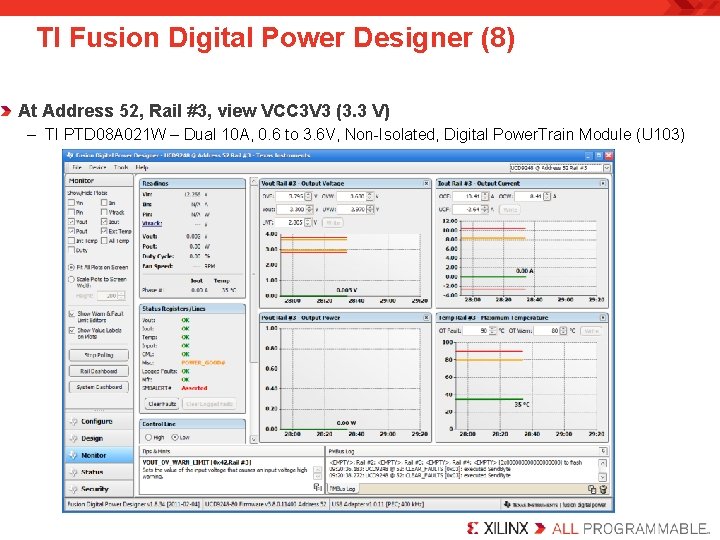 TI Fusion Digital Power Designer (8) At Address 52, Rail #3, view VCC 3