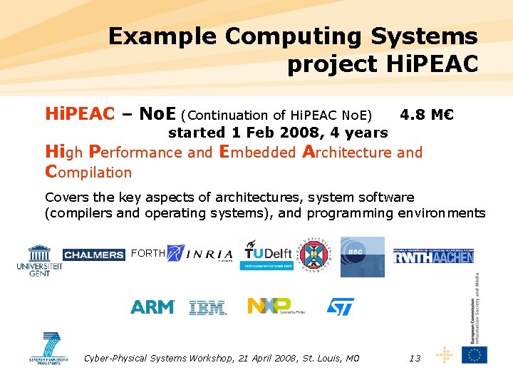 Example Computing Systems project Hi. PEAC – No. E (Continuation of Hi. PEAC No.