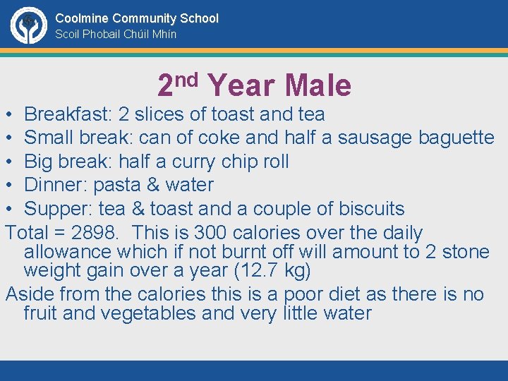 Coolmine Community School Scoil Phobail Chúil Mhín nd 2 Year Male • Breakfast: 2