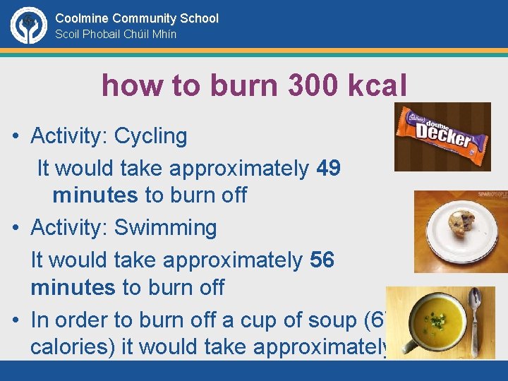 Coolmine Community School Scoil Phobail Chúil Mhín how to burn 300 kcal • Activity:
