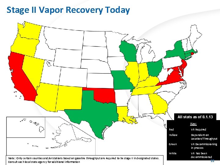 Stage II Vapor Recovery Today US Vapor Recovery Markets All stats as of 8.