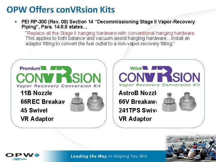 OPW Offers con. VRsion Kits § PEI RP-300 (Rev. 09) Section 14 “Decommissioning Stage