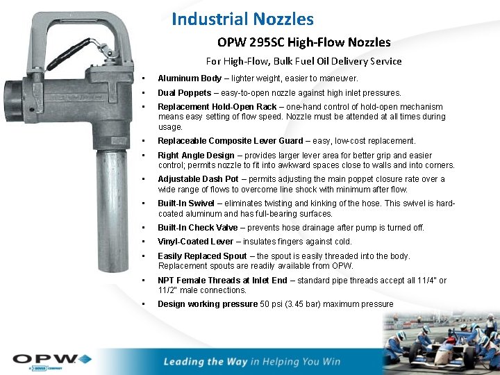 Industrial Nozzles OPW 295 SC High-Flow Nozzles For High-Flow, Bulk Fuel Oil Delivery Service