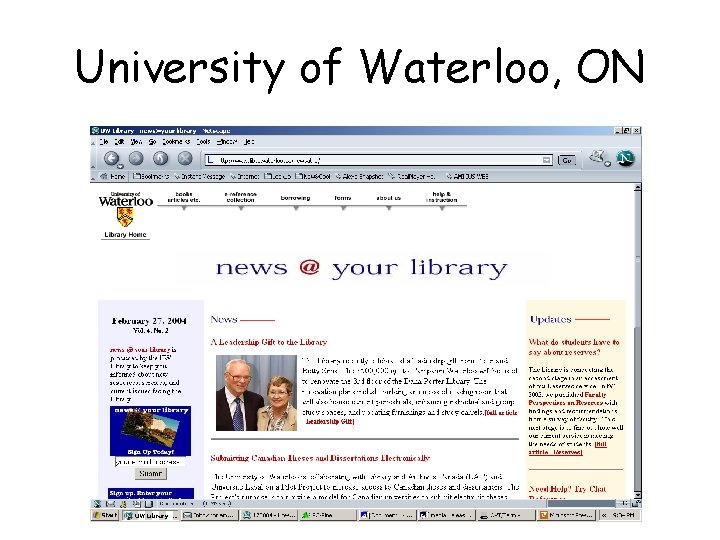 University of Waterloo, ON University of Waterloo, ON
