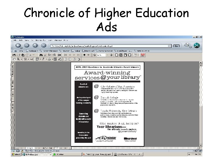 Chronicle of Higher Education Ads 