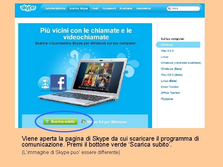 Viene aperta la pagina di Skype da cui scaricare il programma di comunicazione. Premi