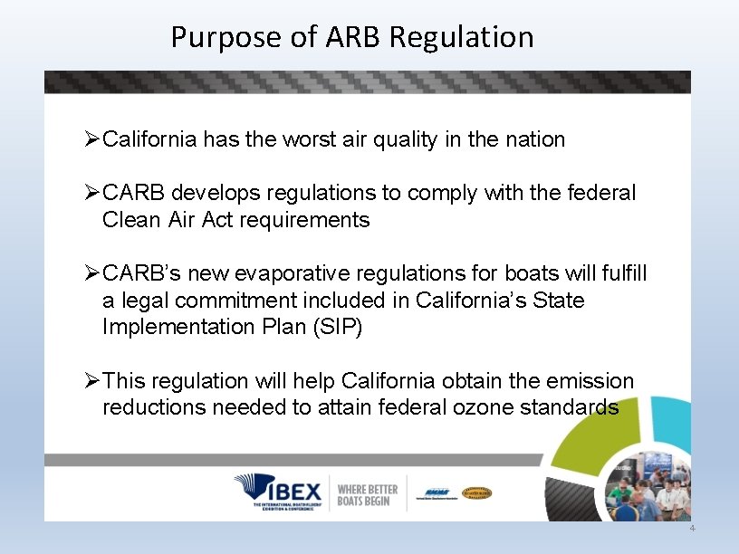 Purpose of ARB Regulation Ø California has the worst air quality in the nation