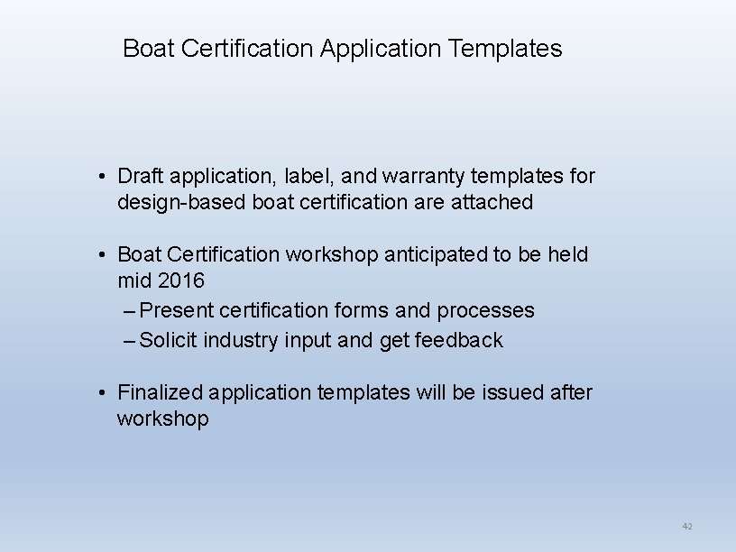 Boat Certification Application Templates • Draft application, label, and warranty templates for design-based boat