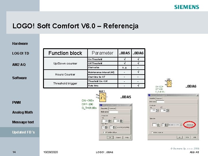 LOGO! Soft Comfort V 6. 0 – Referencja Hardware LOGO! TD Function block Parameter
