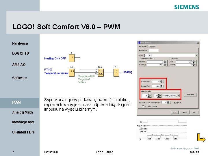 LOGO! Soft Comfort V 6. 0 – PWM Hardware LOGO! TD AM 2 AQ