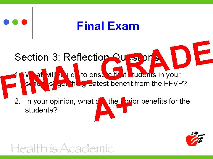 Final Exam E D A R G Section 3: Reflection Questions L A N