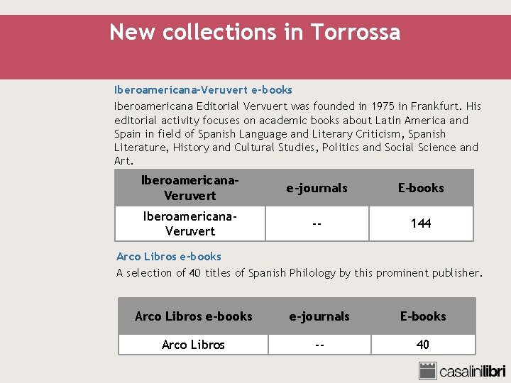 New collections in Torrossa Iberoamericana-Veruvert e-books Iberoamericana Editorial Vervuert was founded in 1975 in