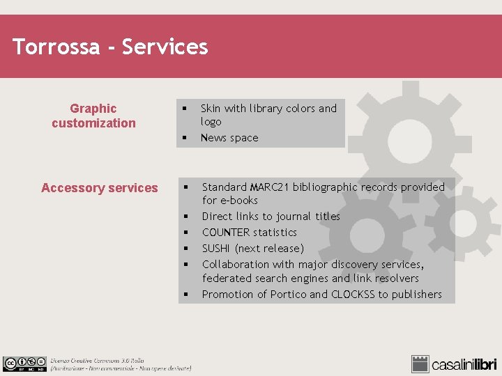 Torrossa - Services Graphic customization § § Accessory services § § § Skin with