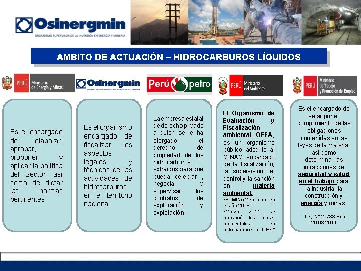 AMBITO DE ACTUACIÓN – HIDROCARBUROS LÍQUIDOS Es el encargado de elaborar, aprobar, proponer y