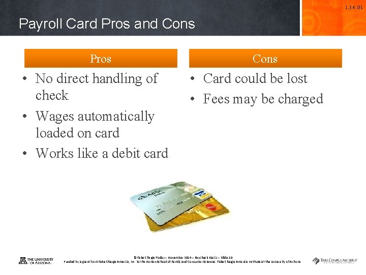 1. 3. 4. G 1 Payroll Card Pros and Cons Pros • No direct