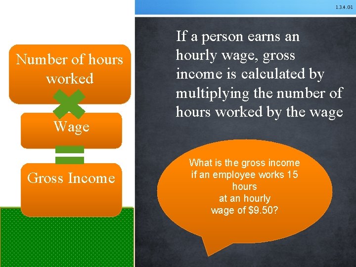 1. 3. 4. G 1 Number of hours worked Wage Gross Income If a