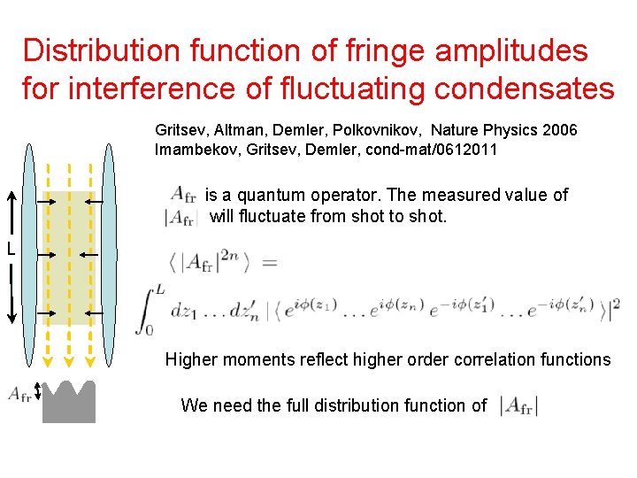 Distribution function of fringe amplitudes for interference of fluctuating condensates Gritsev, Altman, Demler, Polkovnikov,