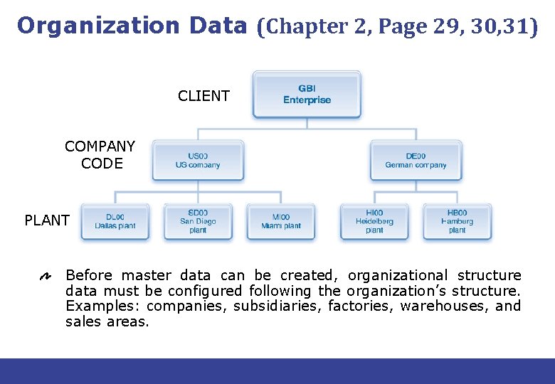 Organization Data (Chapter 2, Page 29, 30, 31) CLIENT COMPANY CODE PLANT Before master