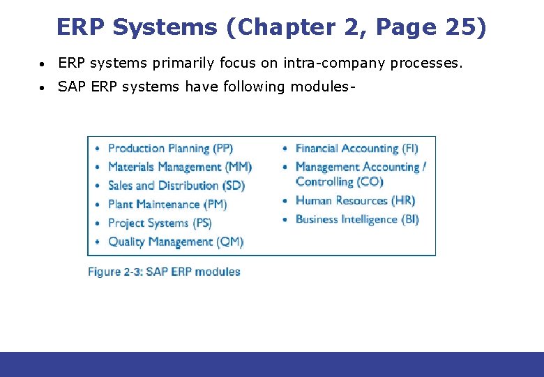 ERP Systems (Chapter 2, Page 25) • ERP systems primarily focus on intra-company processes.