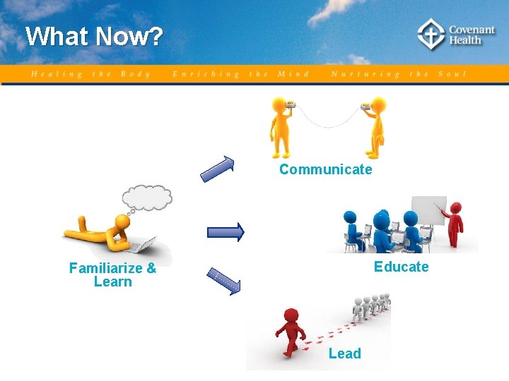 What Now? Communicate Educate Familiarize & Learn Lead 