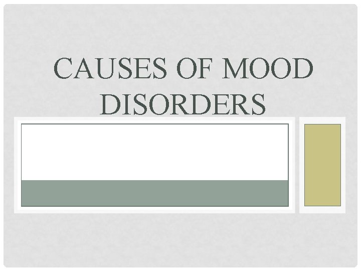 CAUSES OF MOOD DISORDERS 