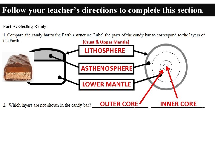 Follow your teacher’s directions to complete this section. (Crust & Upper Mantle) LITHOSPHERE ASTHENOSPHERE