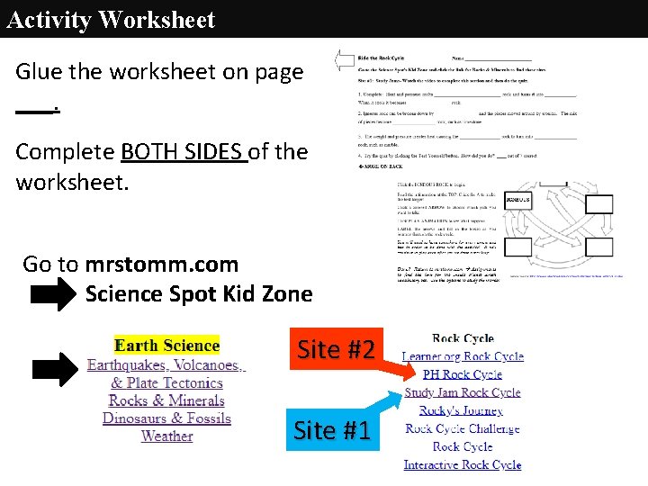 Activity Worksheet Glue the worksheet on page ___. Complete BOTH SIDES of the worksheet.