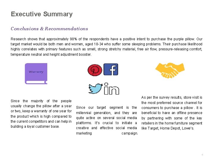 Executive Summary Conclusions & Recommendations Research shows that approximately 98% of the respondents have