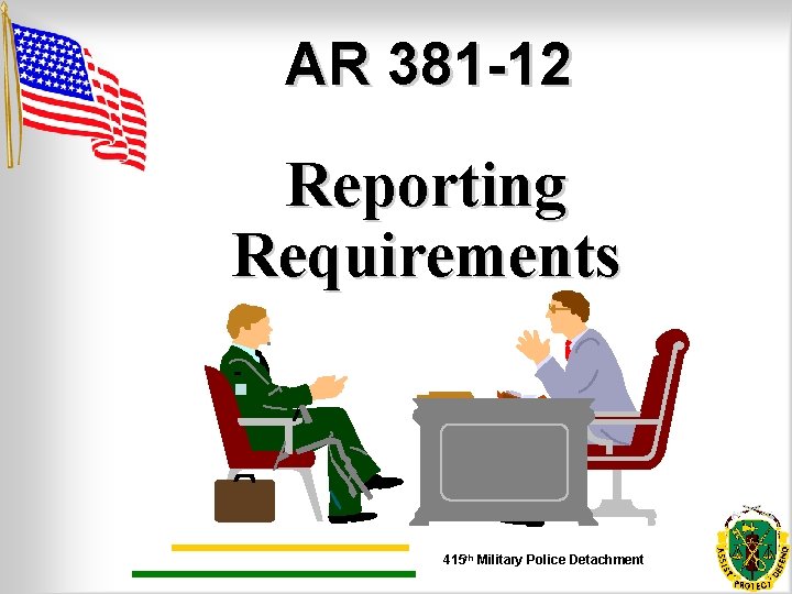 AR 381 -12 Reporting Requirements. 415 th Military Police Detachment 