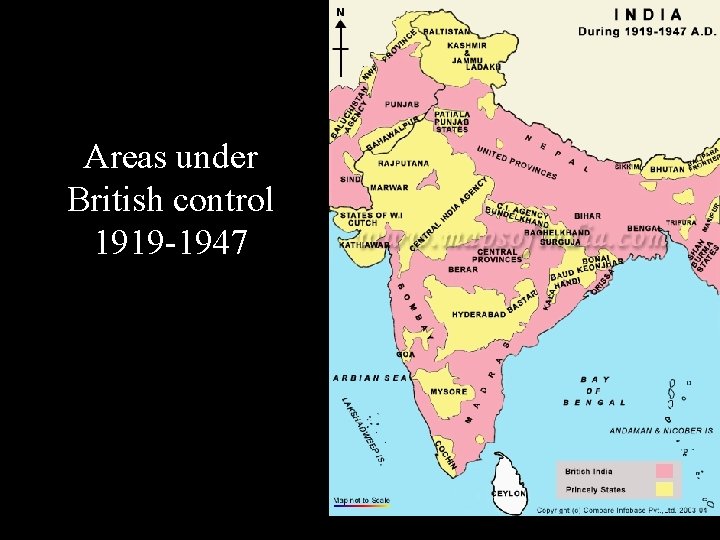 Areas under British control 1919 -1947 