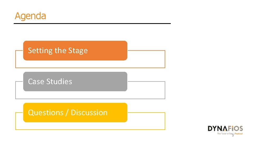 Agenda Setting the Stage Case Studies Questions / Discussion 3 