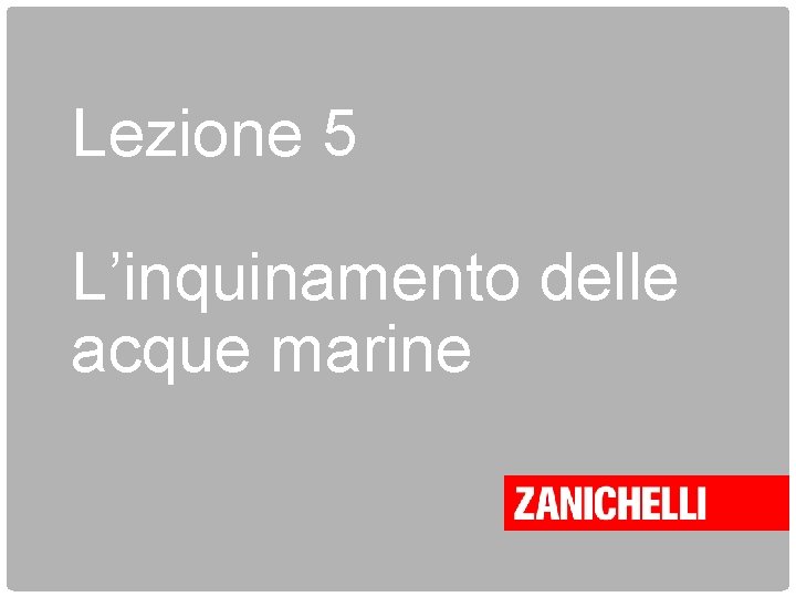 Lezione 5 L’inquinamento delle acque marine Cavazzuti, Gandola, Odone Terra, acqua, aria © Zanichelli