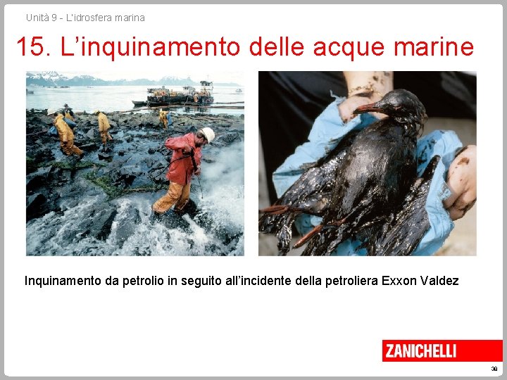 Unità 9 - L’idrosfera marina 15. L’inquinamento delle acque marine Inquinamento da petrolio in