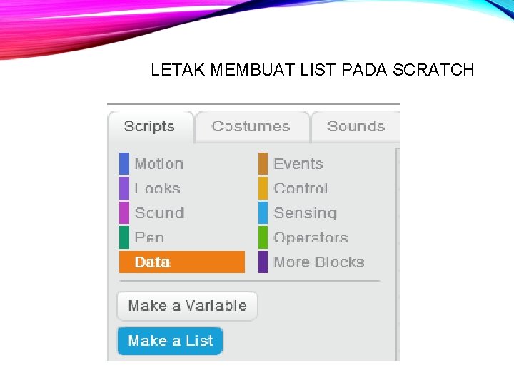 LETAK MEMBUAT LIST PADA SCRATCH 