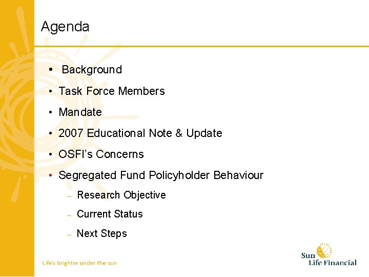 Agenda • Background • Task Force Members • Mandate • 2007 Educational Note &