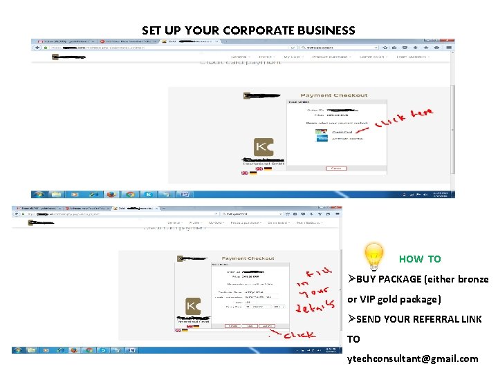SET UP YOUR CORPORATE BUSINESS HOW TO ØBUY PACKAGE (either bronze or VIP gold
