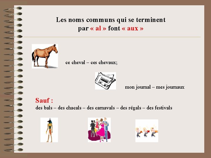 Les noms communs qui se terminent par « al » font « aux »