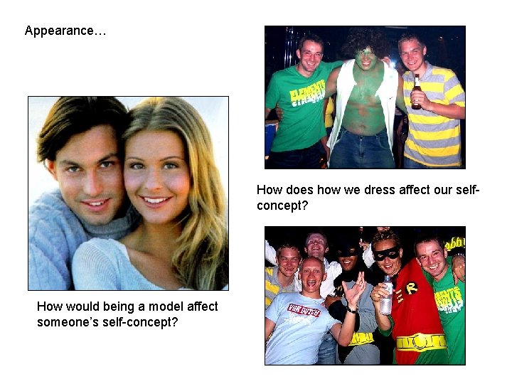 Appearance… How does how we dress affect our selfconcept? How would being a model