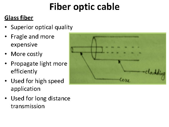 Fiber optic cable Glass fiber • Superior optical quality • Fragle and more expensive