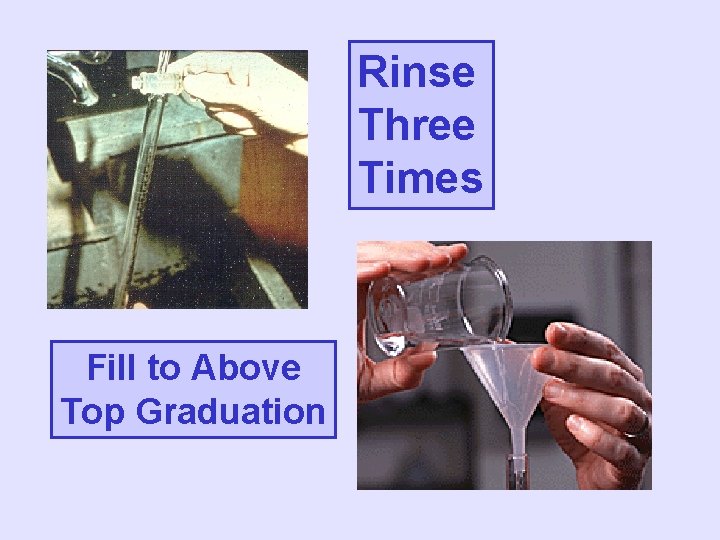 Rinse Three Times Fill to Above Top Graduation 
