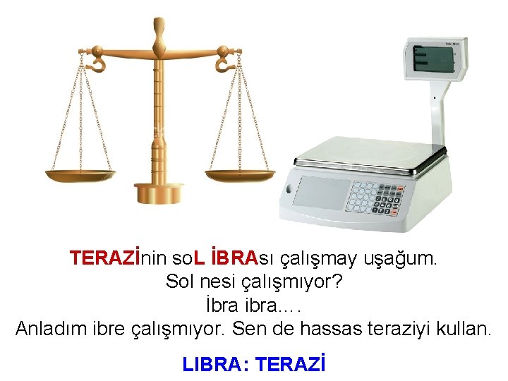 TERAZİnin so. L İBRAsı çalışmay uşağum. Sol nesi çalışmıyor? İbra ibra…. Anladım ibre çalışmıyor.